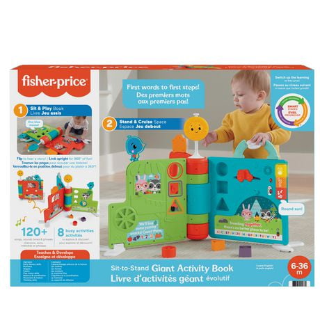 ​Fisher-Price Sit-to-Stand Giant Activity Book electronic learning toy and activity center - English Edition