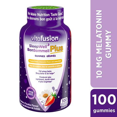 Vitafusion Sleepwell Plus Adult Vitamin Supplements, 10mg Melatonin per daily dose, 100 gummy supplements