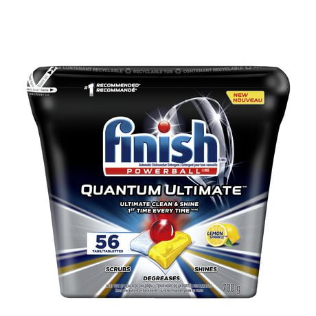 Détergent Pour Lave-Vaisselle Finish, Quantum Ultimate, Citron, 56 Comprimés 56CT