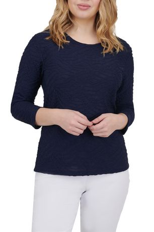 Alia Women's Solid Ripple Knit Top | Walmart Canada