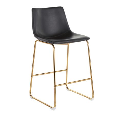 Duke Counter Stool By Lumisource, White Leather Bar Stools With Gold Legs