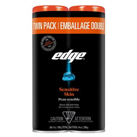 Edge Sensitive Skin Mens Shave Gel, Value Pack, 2 x 198g, 2 x 198 g