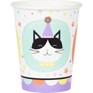Pink Kitten Birthday Party Cups – Pack Of 6 – Cat Themed Paper Cups For Kitty Party