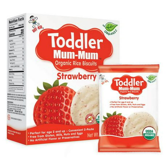 Toddler Mum-Mum Organic Strawberry Rice Biscuit, 24 Biscuits, 60 g