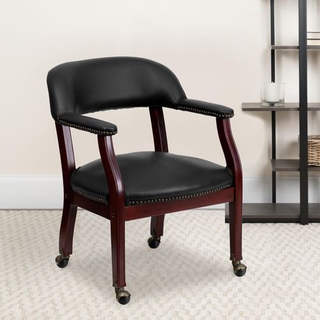Black Vinyl Luxurious Conference Chair with Accent Nail Trim and ...