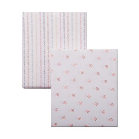 George Baby Organic Cotton Double Pack Crib Sheets, 28" x 52", organic cotton