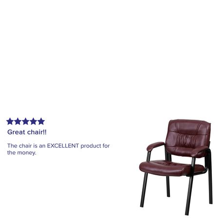 Burgundy Leather Executive Side Reception Chair with Black Metal Frame | Walmart Canada