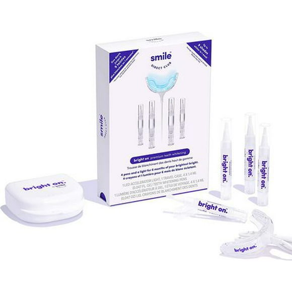 Trousse de blanchiment des dents haut de gamme bright on™ de SmileDirectClub™ avec lumière d’accélérateur à DEL et 4 stylos de blanchiment Éclaircit les dents