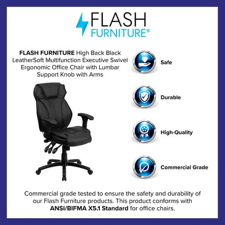 High Back Black Leather Multifunction Executive Swivel Chair With Lumbar Support Knob Arms Canada - Big Daddy Swivel Chair High Back Black Leather Multifunction Executive Swivel Chair With Lumbar Support Knob Arms Canada - Big Daddy Swivel Chair