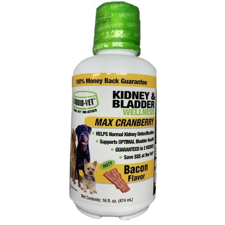 Liquid-Vet K9 Kidney & Bladder Wellness with MAX Cranberry - Saveur de Bacon 16 fois liquides. / 474 mL