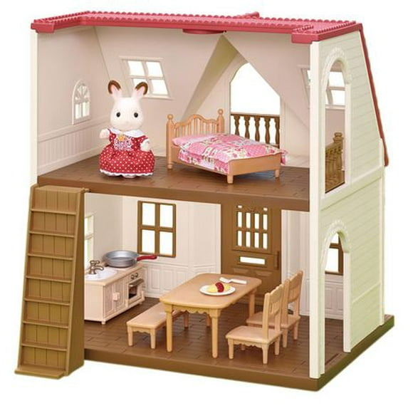 Calico Critters Red Roof Cozy Cottage, Dollhouse Playset with Figure, Furniture and Accessories