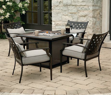 Hometrends Venice 5 Piece Conversation, Patio Set With Fire Pit Table Canada