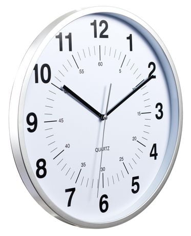 Kieragrace Synchro Silent Wall Clock, 12 Inch, 3 4 Inch Deep - Silver 