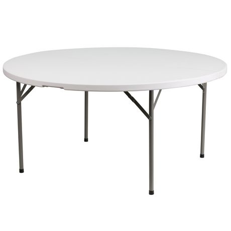 60 Round Granite White Plastic, 60 Folding Round Table