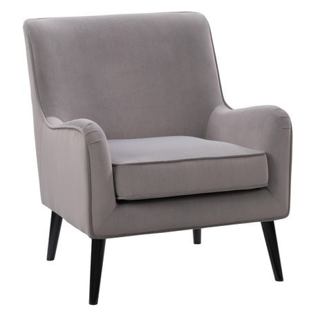Isla Velvet Modern Accent Chair with Tapered Wooden Legs