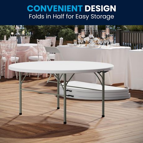 folding fold bi carrying banquet granite handle plastic round event table tables