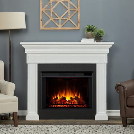 Emerson Grand Electric Fireplace in Rustic White