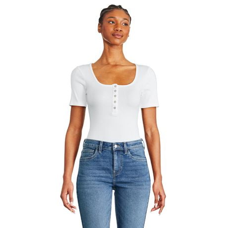 George Women's Henley Bodysuit, Sizes XS-XXL