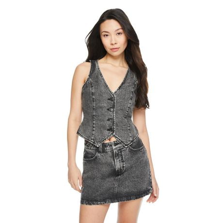 No Boundaries Women's Denim Vest, Sizes XS-XXL