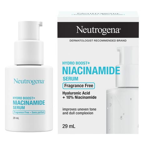 Sérum Neutrogena Hydro Boost+ Niacinamide, acide hyaluronique, 10 % de niacinamide, vitamine B3; Sérum sans parfum pour le visage 29 ML