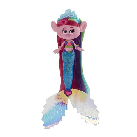DreamWorks TrollsTopia Techno Mermaid Poppy Doll, Tail Lights Up In or ...