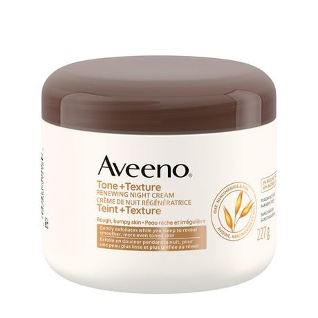 Aveeno Teint et Texture Crème de nuit régénératrice, lotion pour le corps, pour la kératose pilaire, avoine, vitamine B3, APH, exfoliant 227 ml
