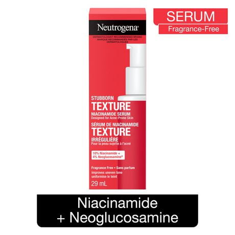 Neutrogena Stubborn Texture Niacinamide Serum, Paraben Free, Improve Uneven Skin, Facial Exfoliator, Fragrance-Free, 29 mL