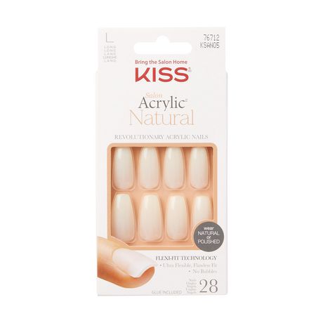 KISS Salon Acrylic - French Strong Enoughi - Fake Nails, 28 Count, Long ...