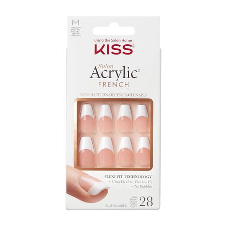 KISS Salon Acrylic - French Je T'aime - Fake Nails, 28 Count, Medium ...