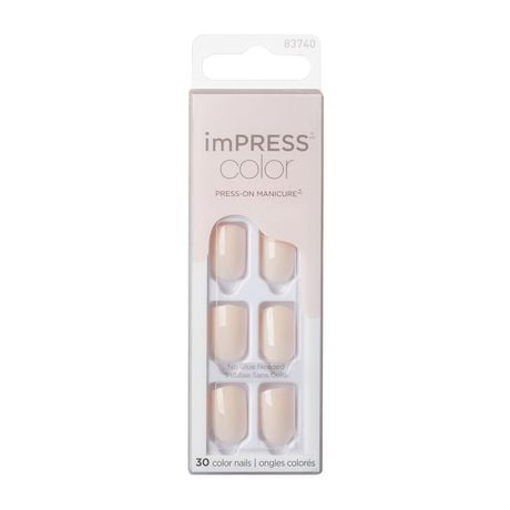 KISS ImPRESS Color - Fake Nails, 30 Count, Short, Gel in minutes