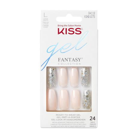 Kiss Gel Fantasy - faux ongles, 28 comptes, court Allure et longueur