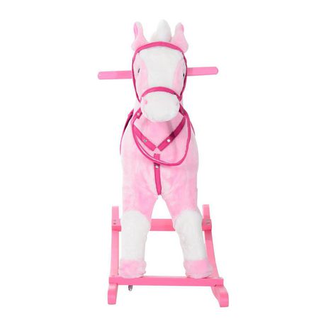 qaba kids plush toy spring horse bouncing rocker with realistic sounds