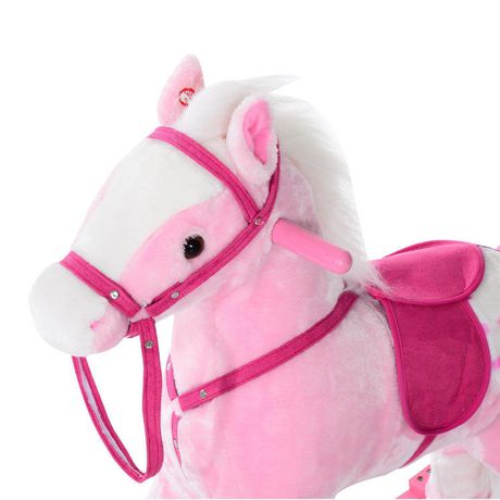 qaba kids plush toy spring horse bouncing rocker with realistic sounds