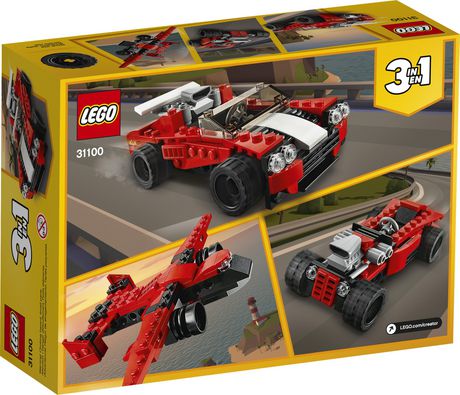 LEGO 31100 Creator 3in1 Sports Car - Hot Rod - Plane Building Set, Toys for 7+ Years Old Boys and Girls 