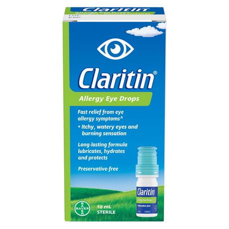 Gouttes oculaires Claritin Allergies, sans agent de conservation, soulagement de longue durée, 10 mL 10 mL