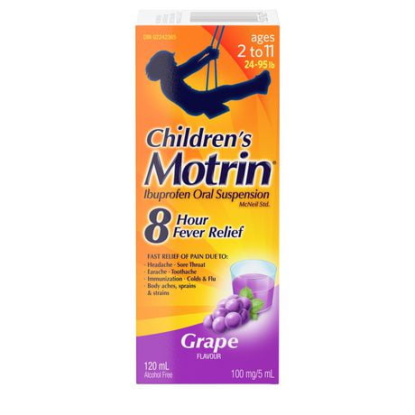 Motrin Enfants Suspension orale d’ibuprofène, Saveur de raisin 120 ml