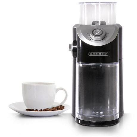 Black + Decker Burr Mill Coffee Grinder in Silver and Black, Adjustable coffee grinder