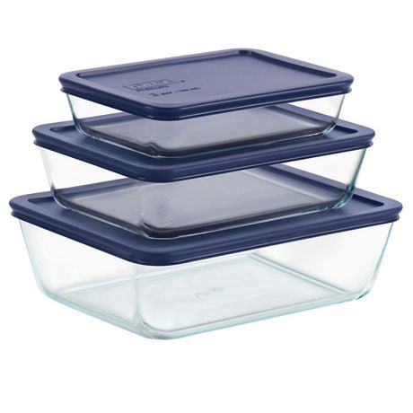 Pyrex® 6pc rectangle glass storage with lid, 6 piece storage with lid
