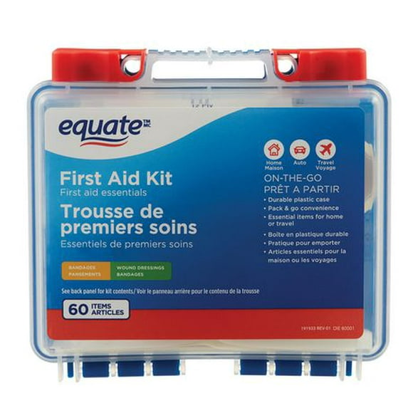 Equate First Aid Kit 60 items, First Aid Essentials 60pc