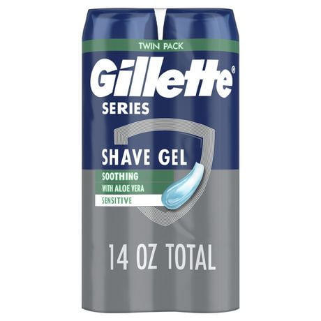 Gillette Series Soothing Shave Gel for men with Aloe Vera, Twin Pack (2-7oz Cans), 14oz