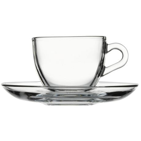 Safdie & Co. Luxury Premium Glassware Basic Coffee Espresso Glass Cup And Saucer 6 Piece Set 85ml