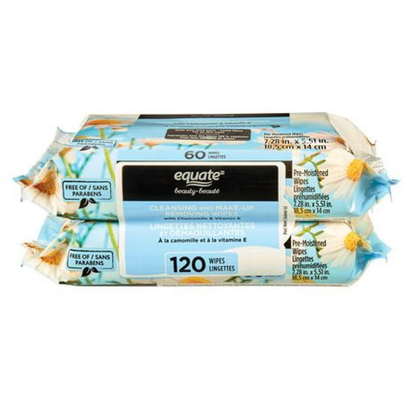 Equate Beauty Cleansing and Make-up Removing Wipes 120ct, 120 wipes