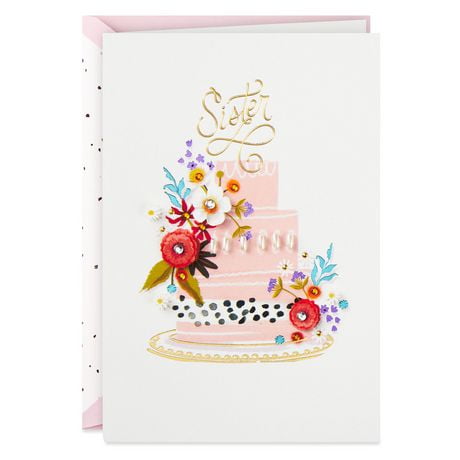 Hallmark Signature Birthday Card for Sister (Elegant Cake)