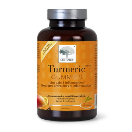 New Nordic, Turmeric™ Gummies, 60 gélifiés, saveur mangue/orange, supplément santé articulaire et anti-inflammatoire