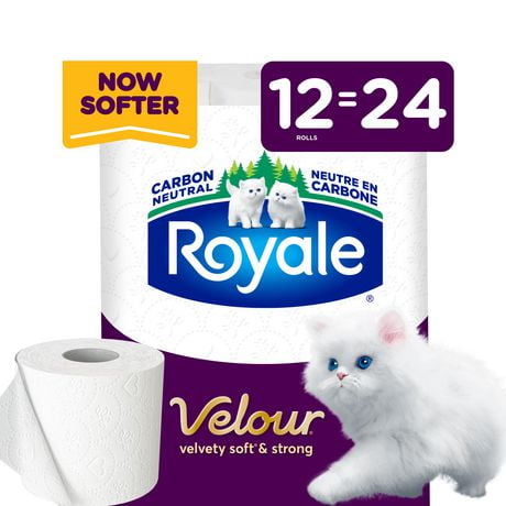 Royale Velour Toilet Paper, 12 Equal 24 Bathroom tissue rolls, 2-Ply, 142 Sheets a Roll