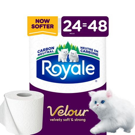 Royale Velour Toilet Paper, 24 Equal 48 Bathroom tissue rolls, 2-Ply, 142 Sheets a Roll