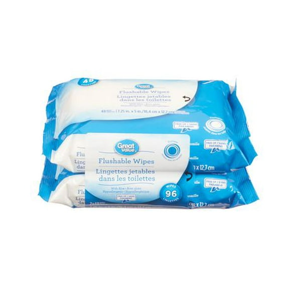 Great Value Flushable Wipes, 96 wipes