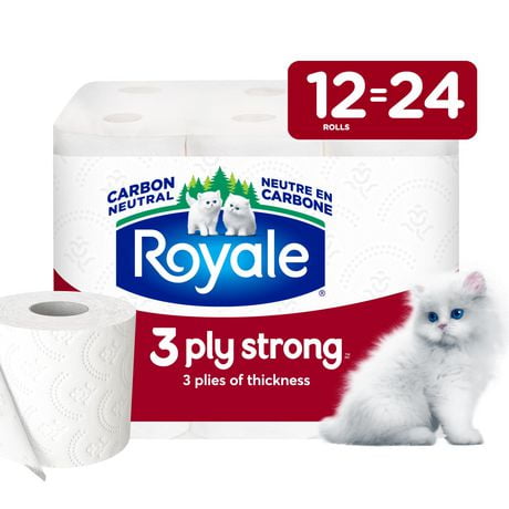 Royale 3 Ply Strong Toilet Paper, 12 Equal 24 Bath tissue rolls, 3-ply, 165 Sheet per roll