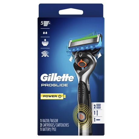 Gillette ProGlide Power Men's Razor, Handle + 2 Blade Refills