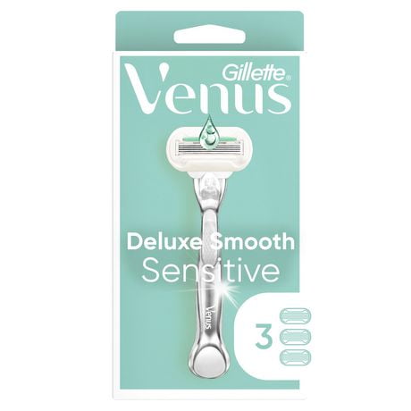 Rasoir Gillette Venus Doux Somptueux Sensible pour femmes manche avec 3&nbsp;cartouches de rechange